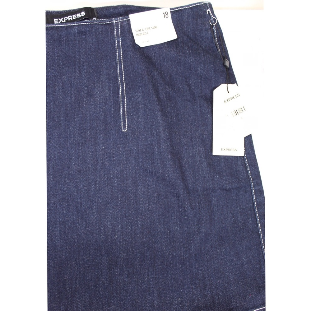 Express Slim A Line Mini High Rise Dark Mini 18 - Picture 2 of 5